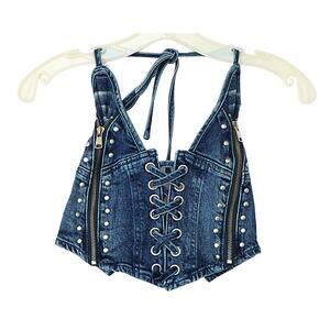 Parker Denim Halter Top - Medium Wash - XS